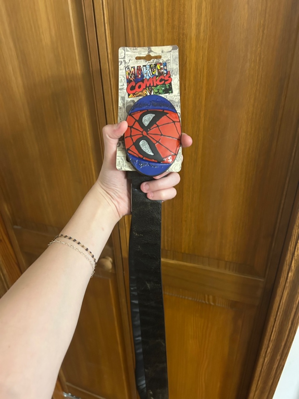 Marvel Spider-Man Belt with Red and Blue Face Buckle